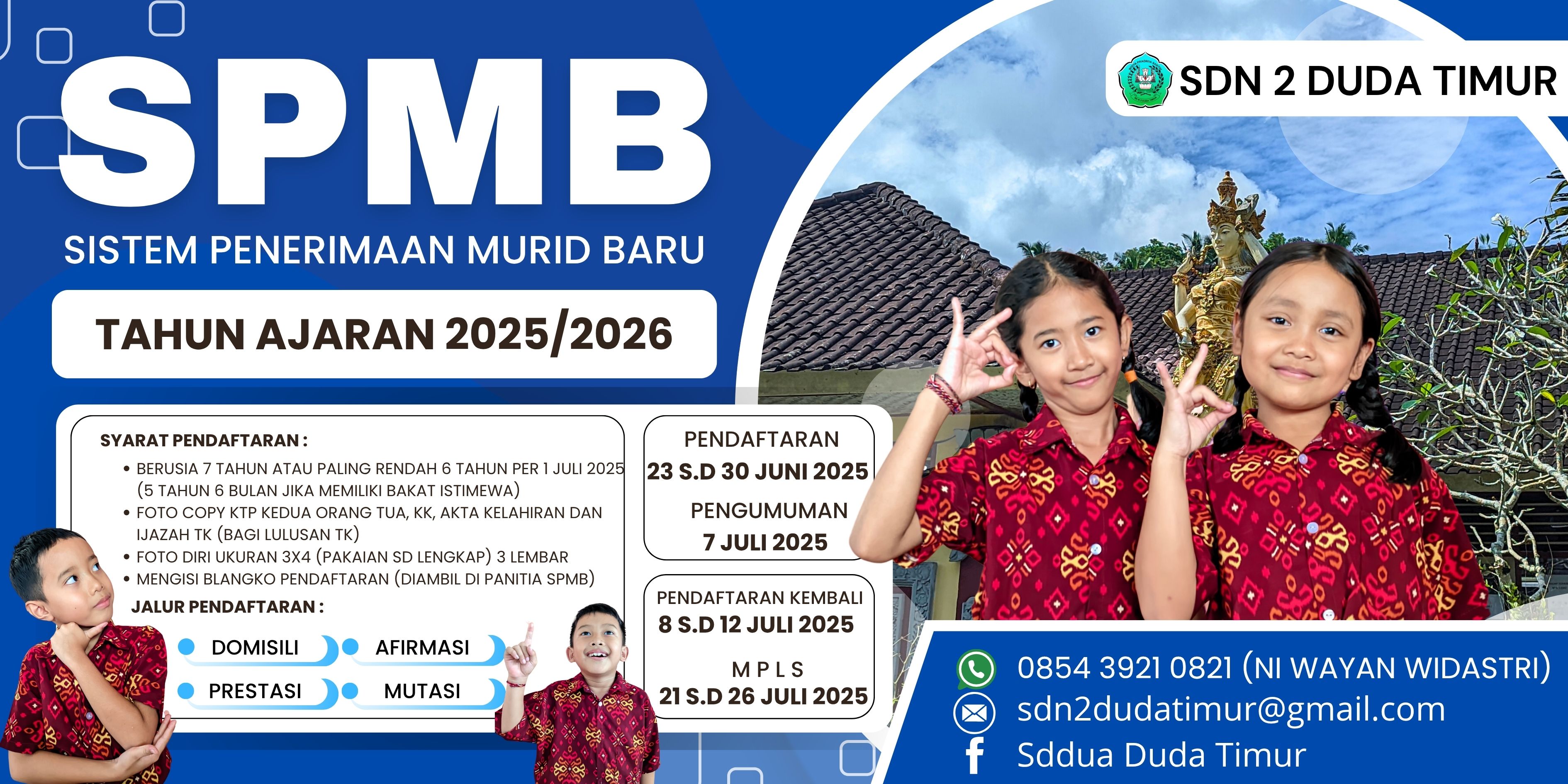 Spanduk SPMB SDN 2 Duda Timur 2025/2026